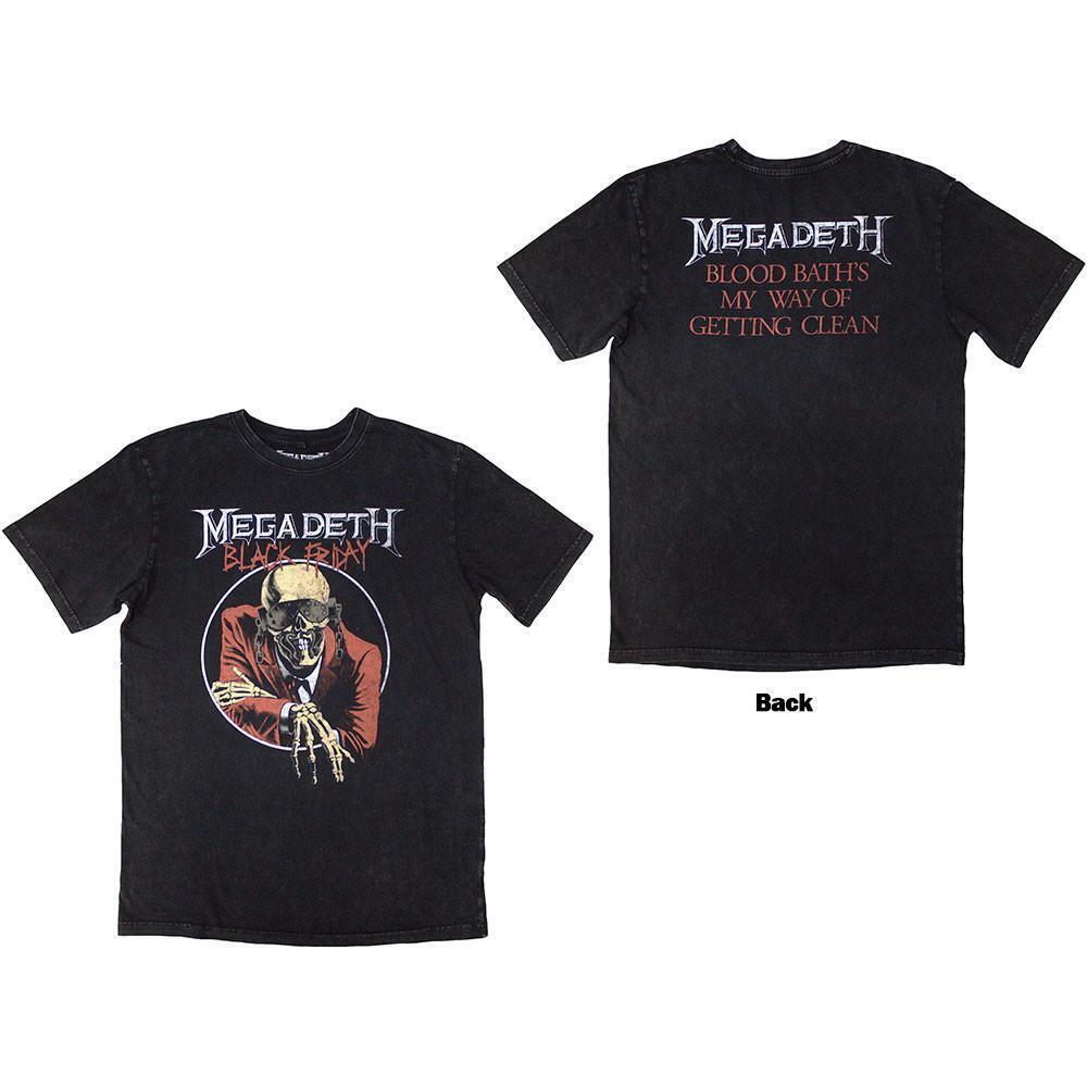 Megadeth Unisex Stone Wash T Shirt Black Friday Stone Wash Back Print 2 Sided